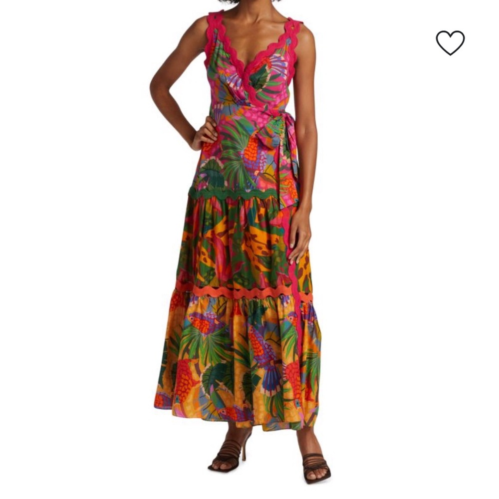 FARM Rio Tropical Pink and Orange Maxi Dress